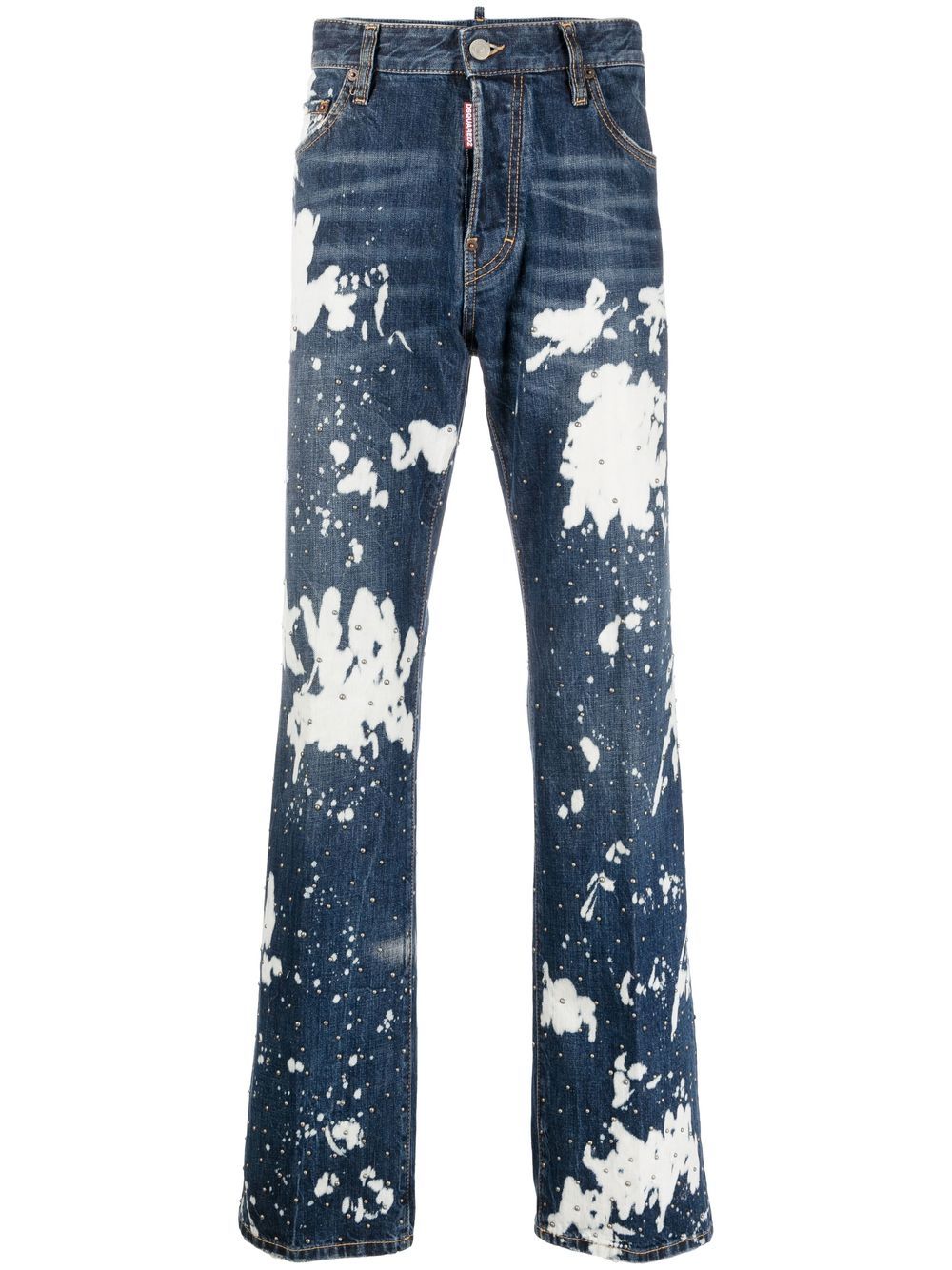 DSQUARED2 D2次方 泼漆效果直筒牛仔裤 - 蓝色