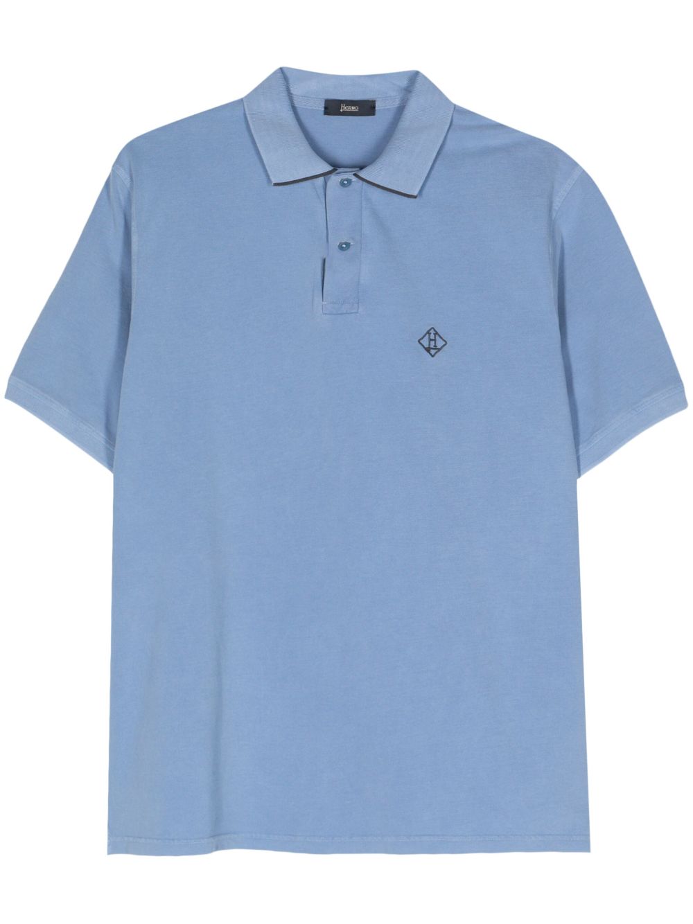 Herno logo刺绣棉polo衫 - 蓝色