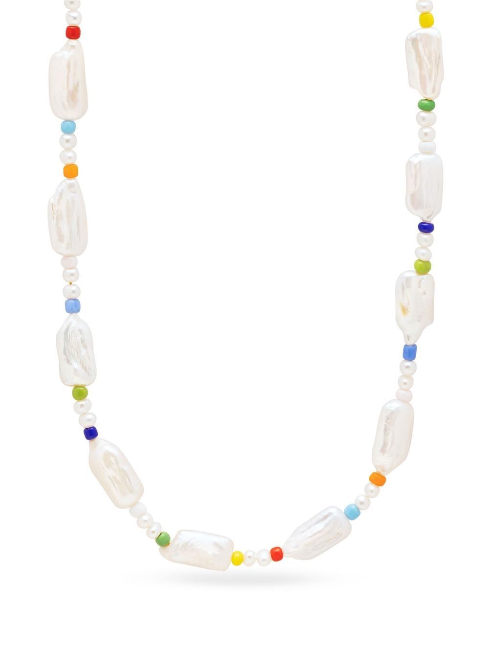 Nialaya Jewelry Elongated Pearls 项圈式项链 - 白色