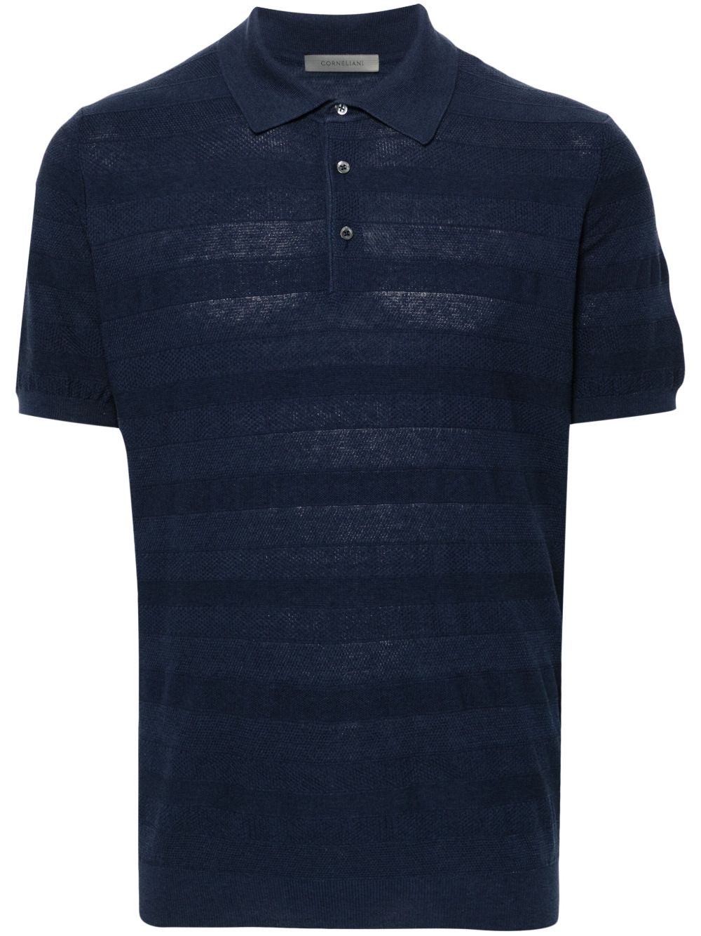 Corneliani 罗纹针织polo领上衣 - 蓝色
