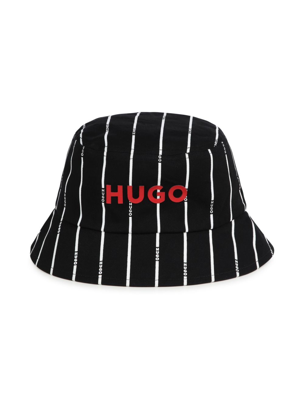 HUGO KIDS logo印花条纹渔夫帽 - 黑色