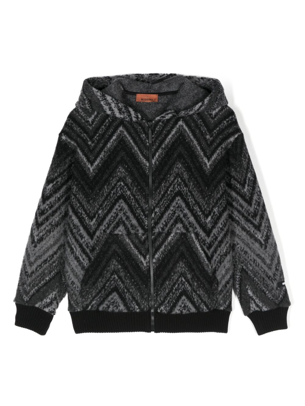 Missoni Kids 人字纹图案印花夹克 - 黑色