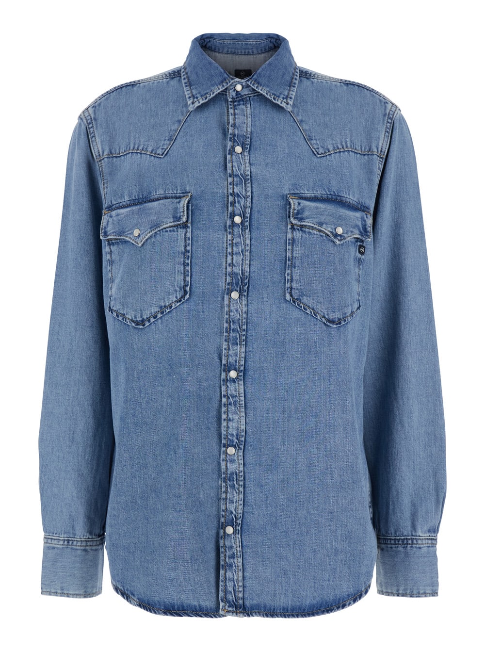AG Jeans Blue Shirt With Classic Collar In Denim Woman