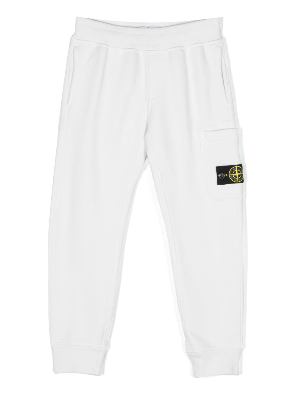 Stone Island Junior 罗盘贴花棉运动裤 - 白色