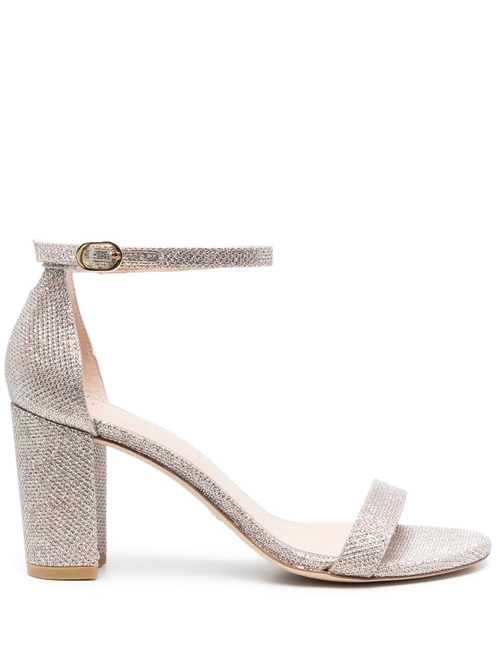 Stuart Weitzman Nearlynude 亮片金葱中跟凉鞋 - 粉色