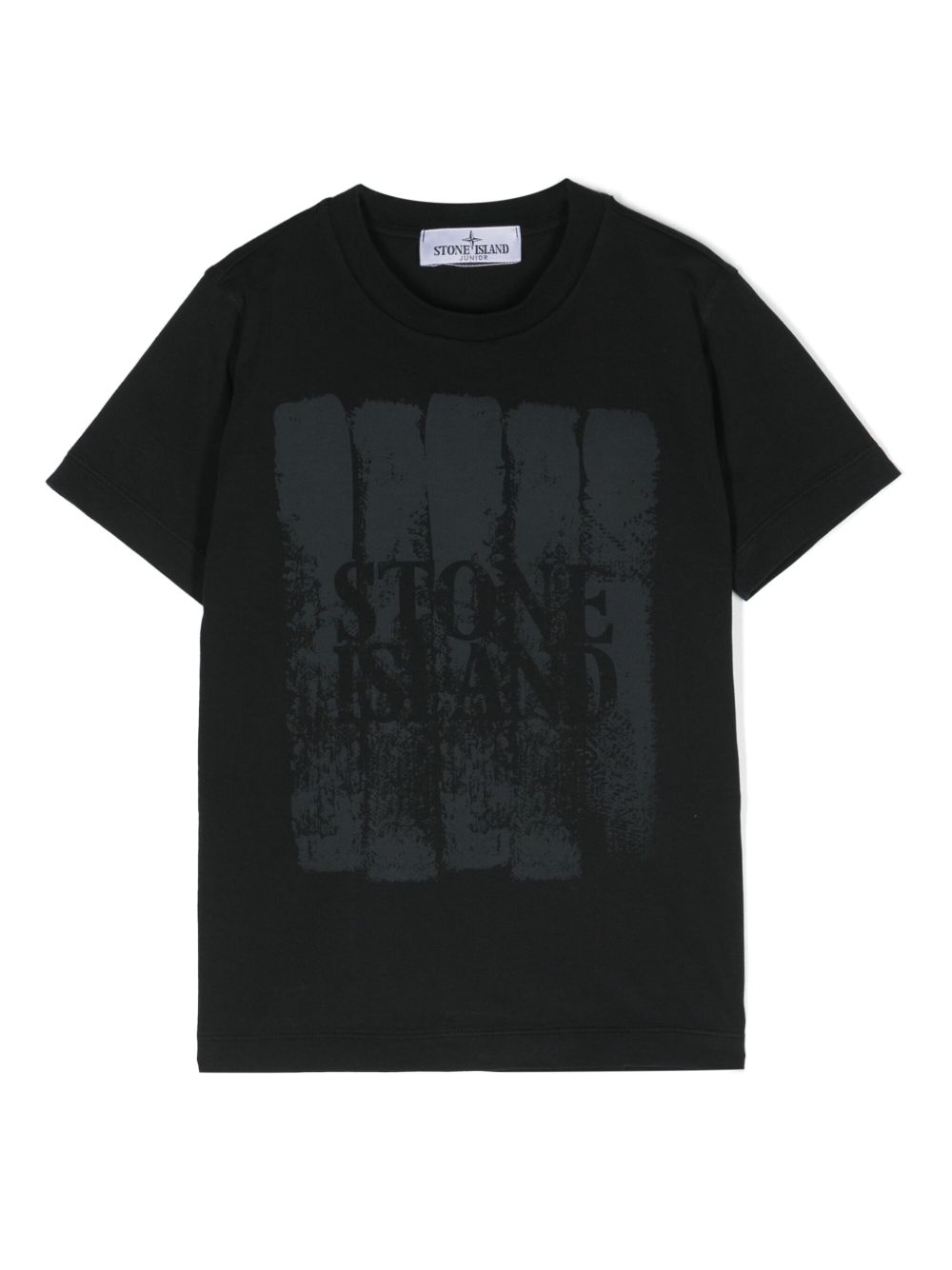 Stone Island Junior logo印花棉T恤 - 黑色