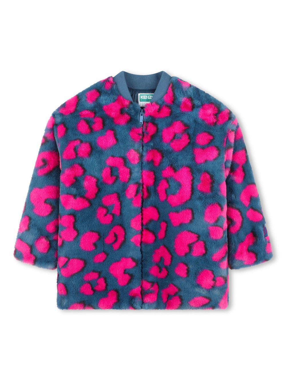 Kenzo Kids 动物纹人造皮草外套 - 蓝色
