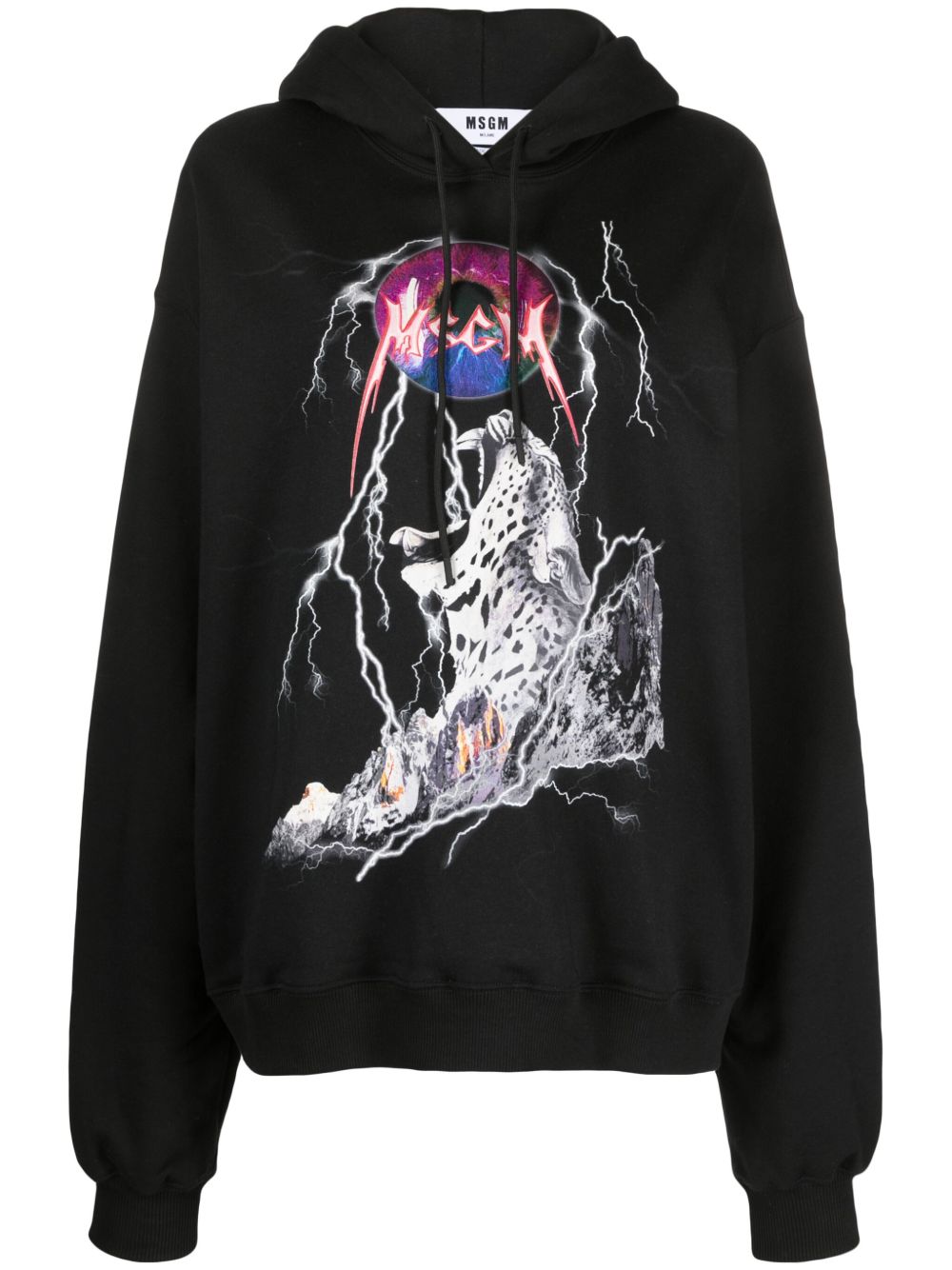 MSGM 图案印花棉连帽衫 - 黑色