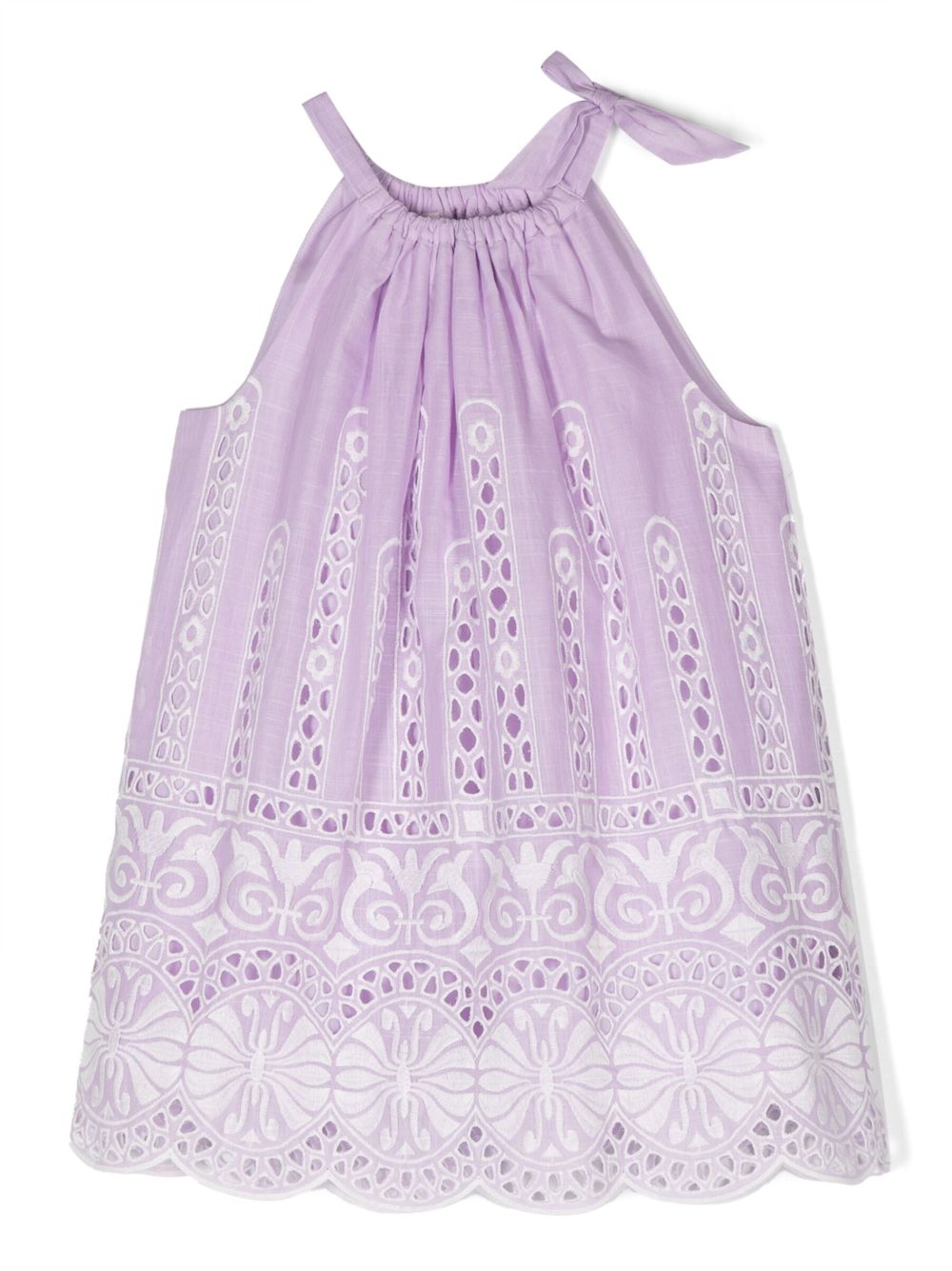 ZIMMERMANN Kids 刺绣设计棉连衣裙 - 紫色