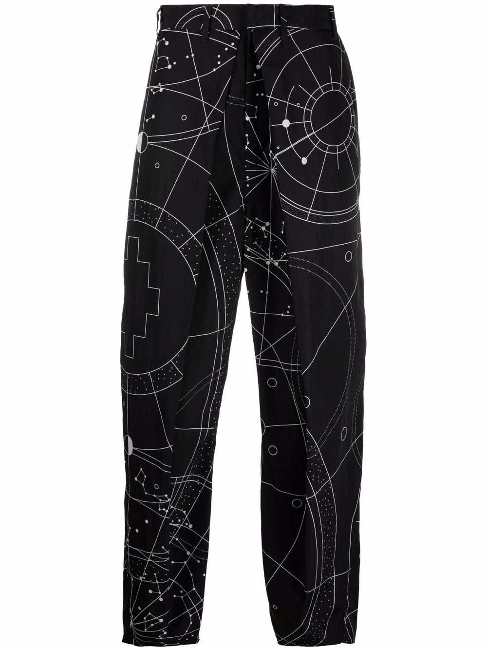 Marcelo Burlon County of Milan Astral 大面积褶饰卡其裤 - 黑色