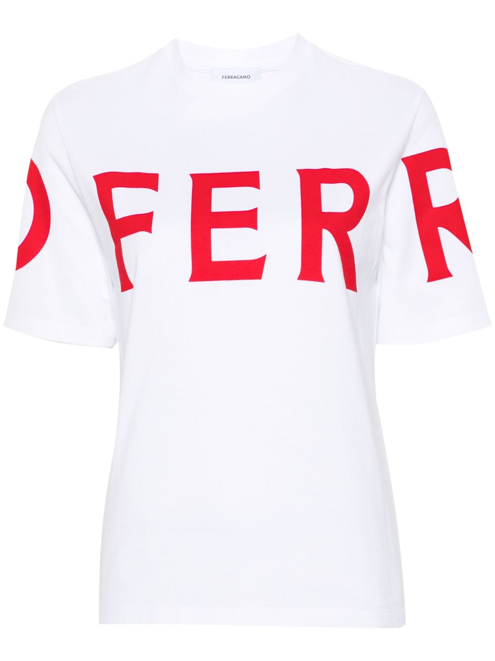 Ferragamo logo印花棉T恤 - 白色