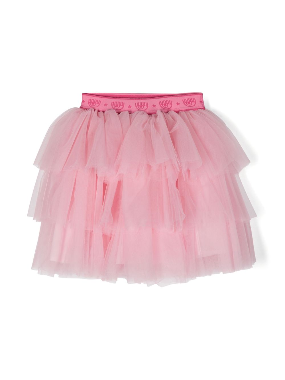 Chiara Ferragni Kids logo腰边薄纱芭蕾半身裙 - 粉色