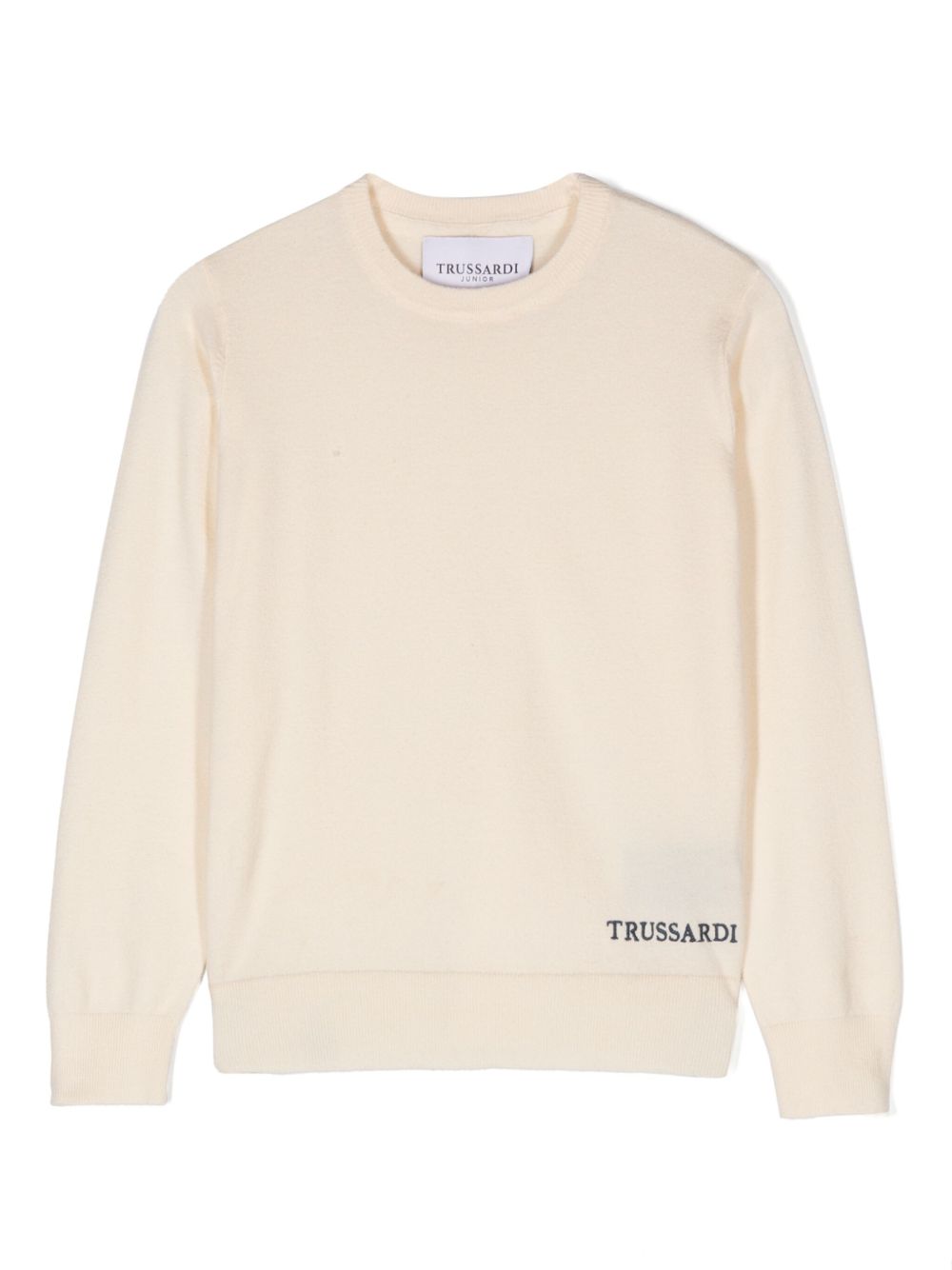 TRUSSARDI JUNIOR logo刺绣毛衣 - 中性色