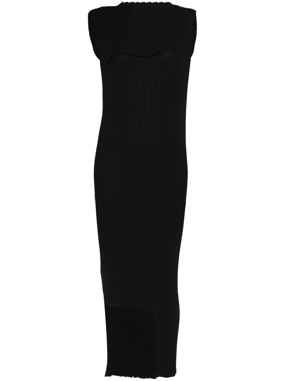 Issey Miyake Sparkling Merino Rib 中长连衣裙 - 黑色