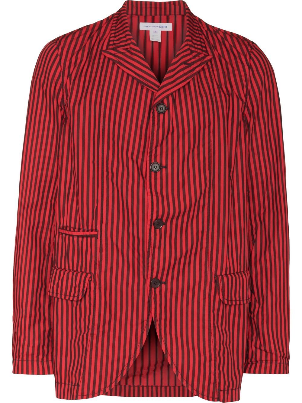 Comme Des Garçons Shirt 条纹单排扣西装夹克 - 红色