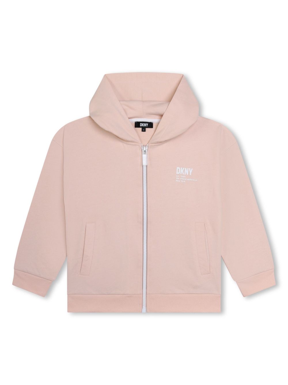 Dkny Kids logo印花棉连帽衫 - 粉色