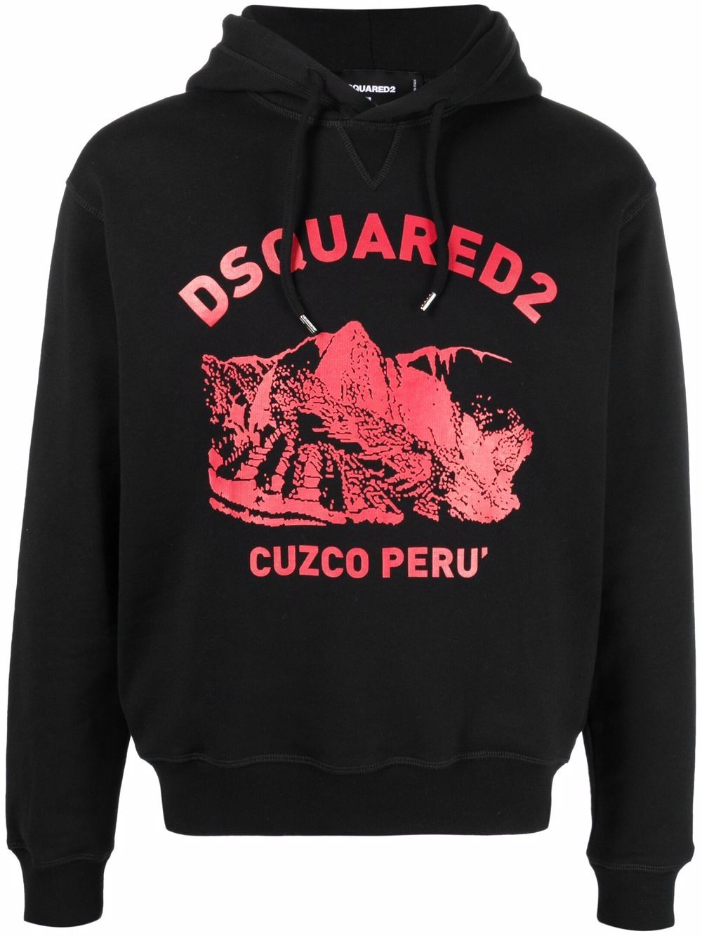 DSQUARED2 D2次方 logo印花连帽衫 - 黑色