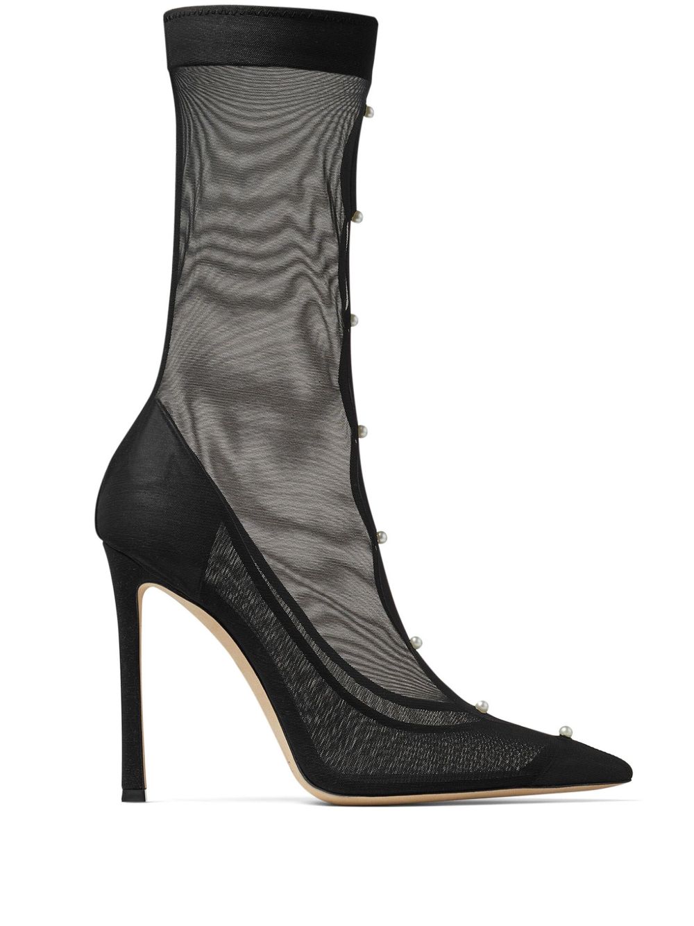 Jimmy Choo Psyche 系带高跟尖头中筒靴 - 黑色