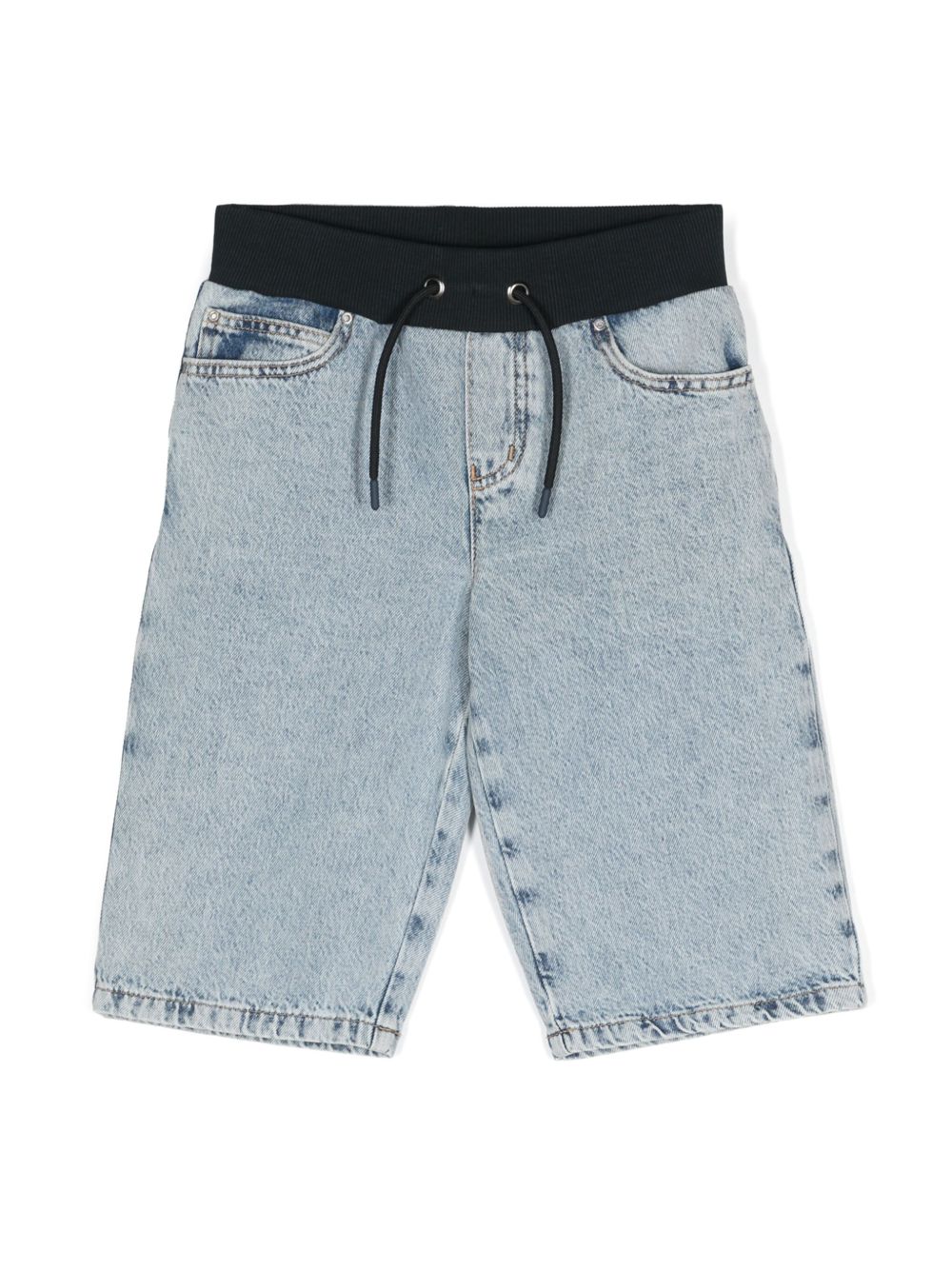 Emporio Armani Kids logo标牌牛仔短裤 - 蓝色