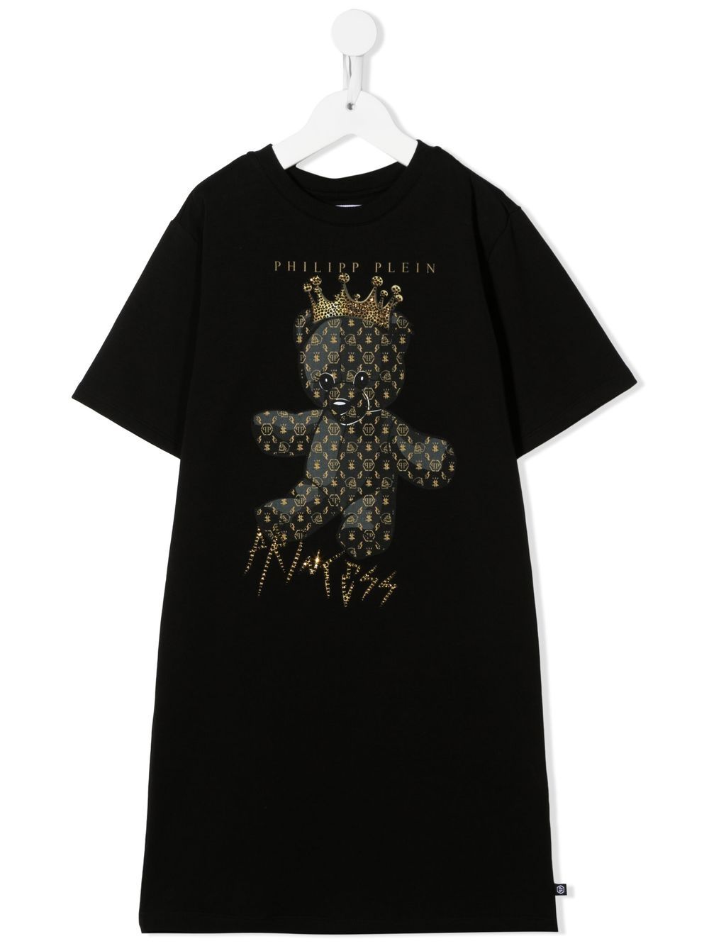 Philipp Plein Junior Teddy Bear 印花T恤式连衣裙 - 黑色