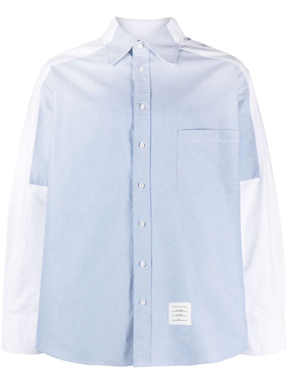 Thom Browne 拼接棉衬衫 - 蓝色