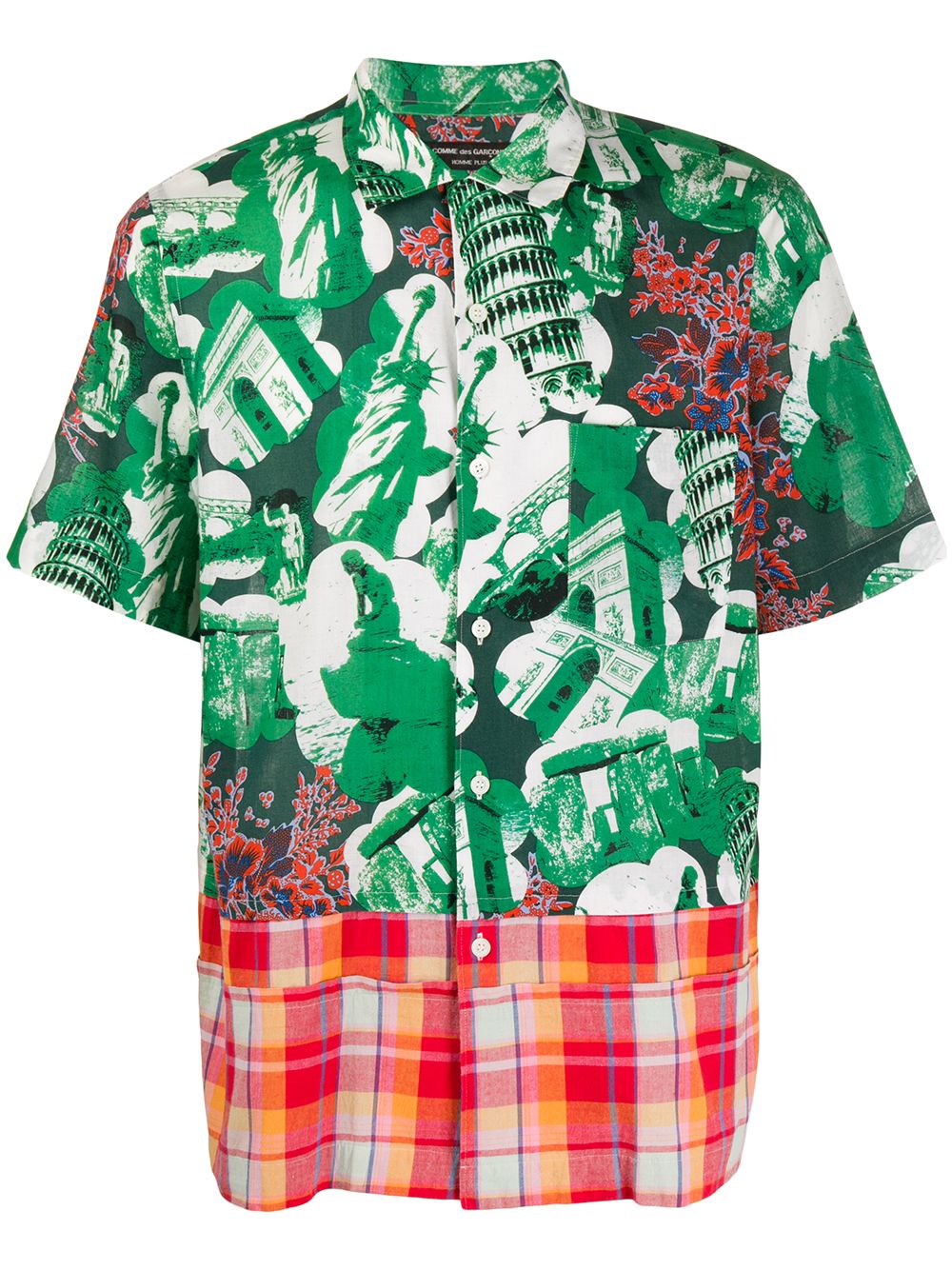 Comme Des Garçons Pre-Owned Monuments印花短袖衬衫 - 绿色