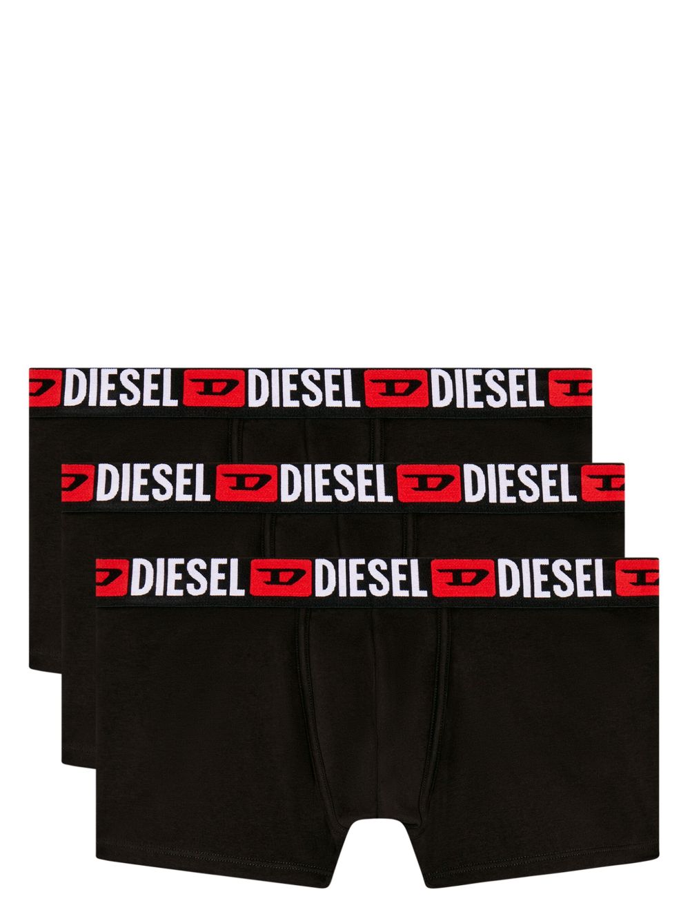 Diesel logo腰边緊身四角裤（三件装） - 黑色