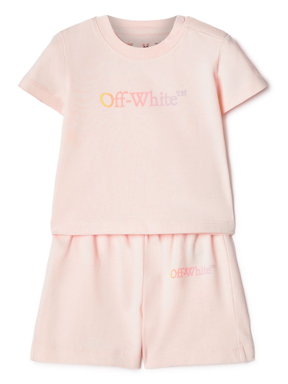 Off-White Kids 箭头图案印花棉短裤套装 - 粉色