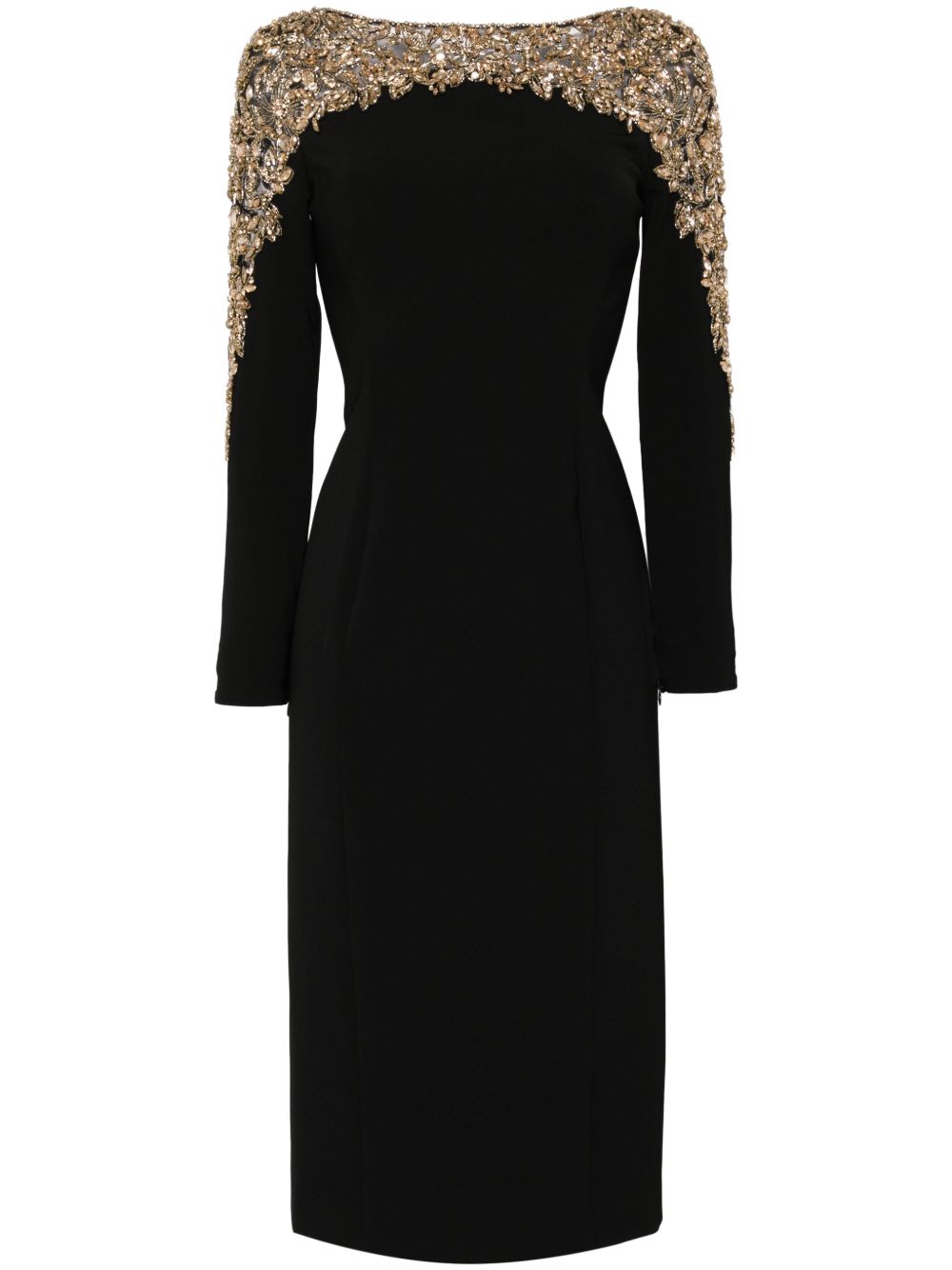 Jenny Packham SOLSTICE 晶饰刺绣中长礼服 - 黑色