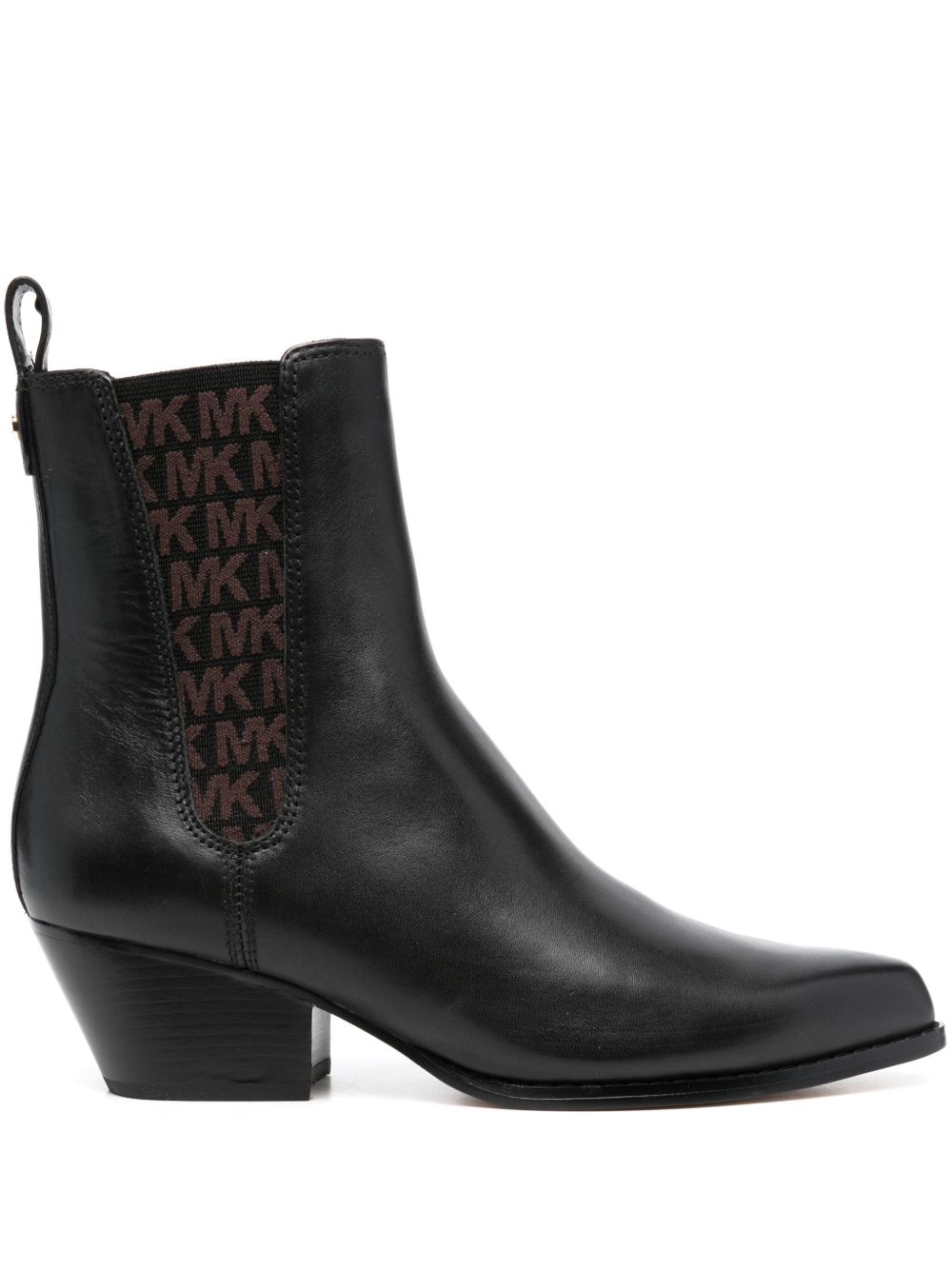 Michael Michael Kors Kinlee 中跟皮质及踝靴 - 黑色