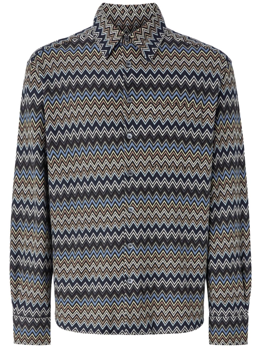 Missoni Z字形图案棉衬衫 - 蓝色