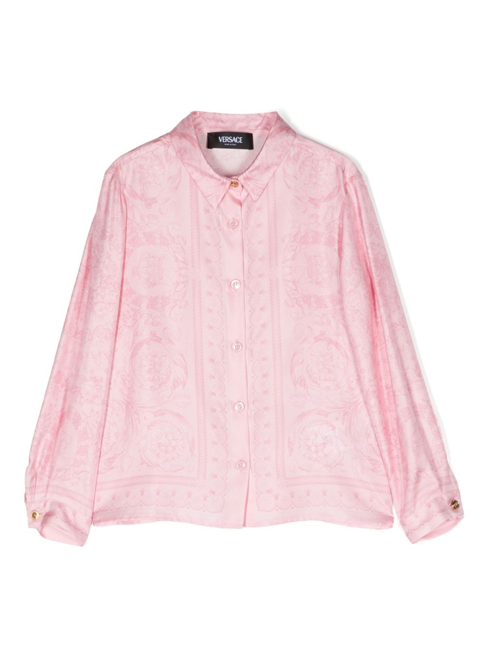 Versace Kids Barocco 印花真丝衬衫 - 粉色