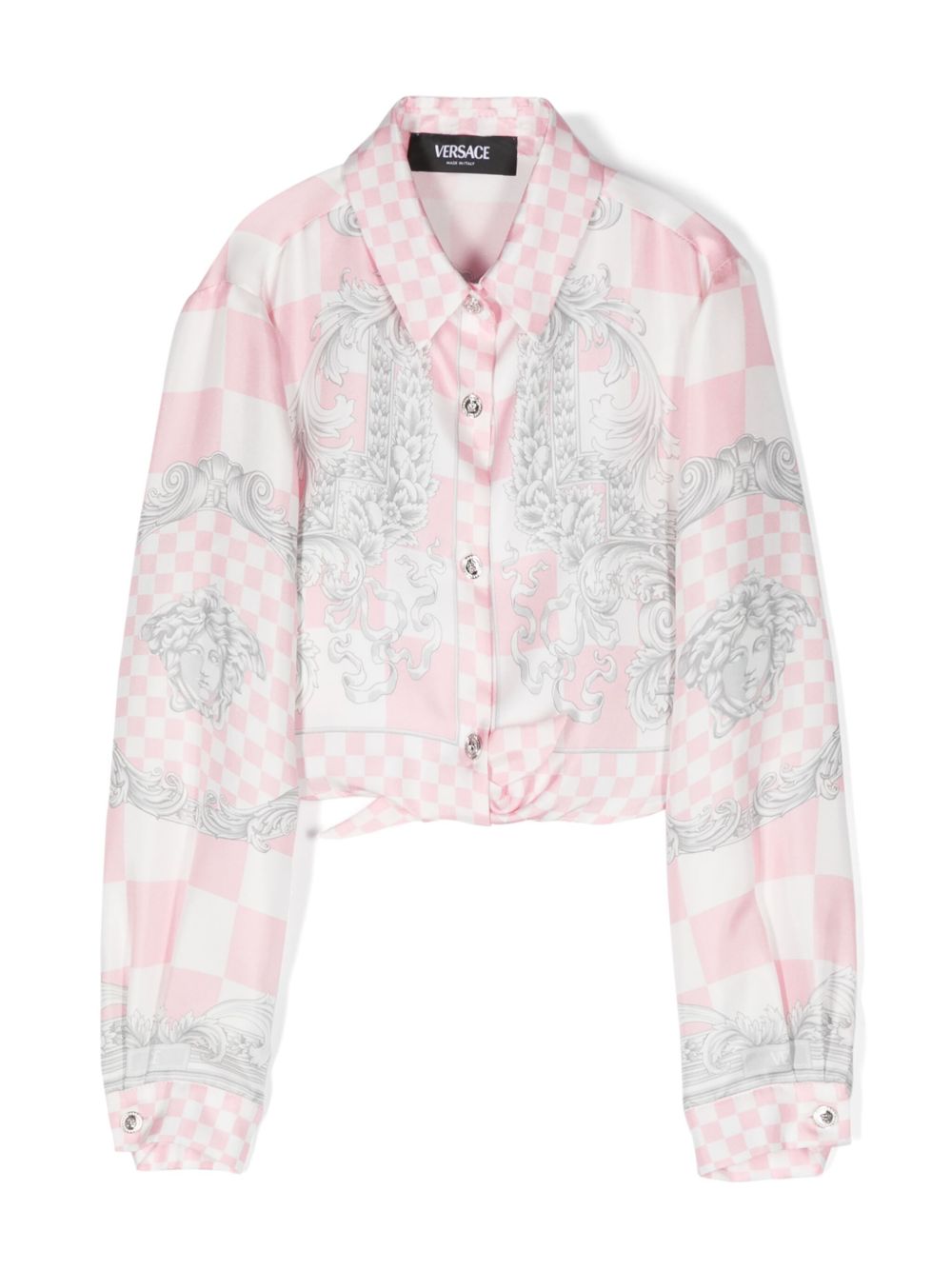 Versace Kids Medusa Contrasto 真丝衬衫 - 粉色