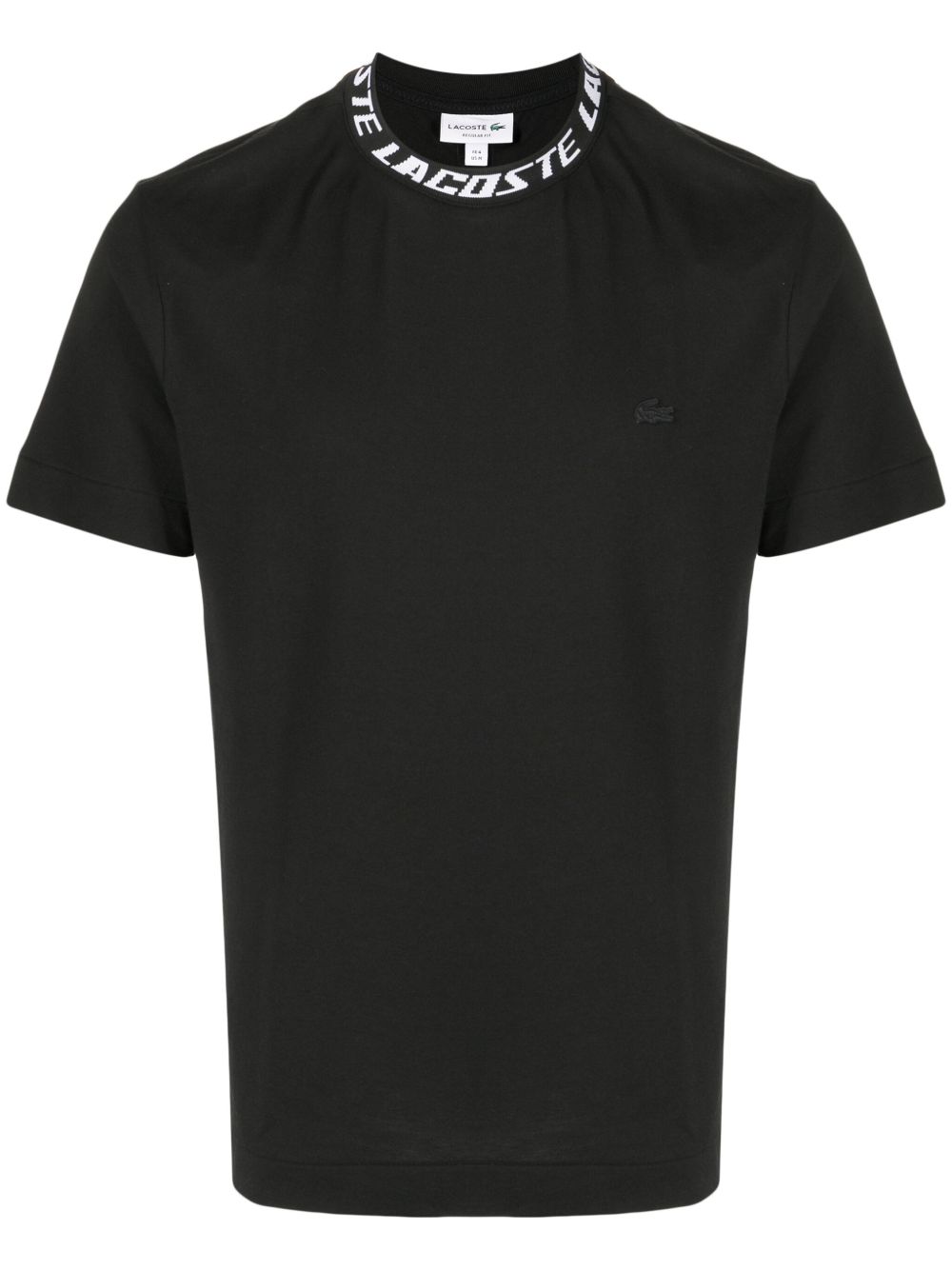 Lacoste logo提花领口珠地布T恤 - 黑色