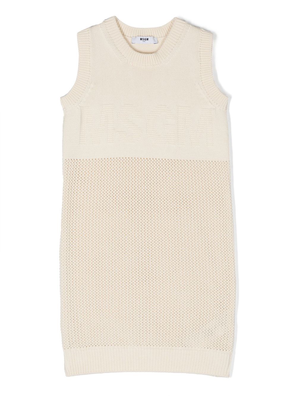 MSGM Kids 同色系logo针织连衣裙 - 中性色
