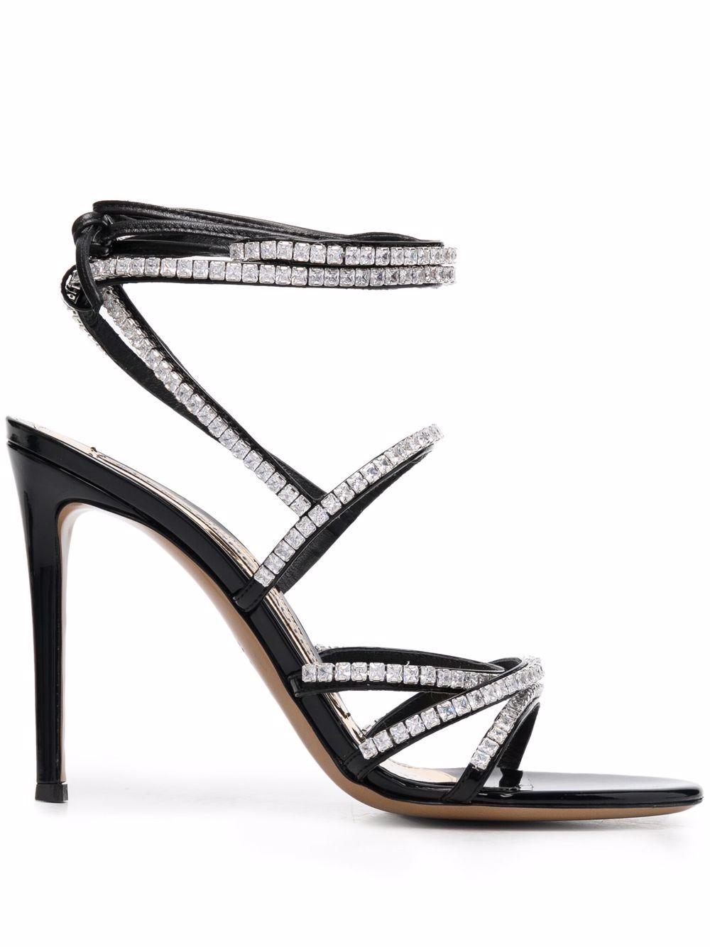Alexandre Vauthier 晶饰缀饰袢带凉鞋 - 黑色