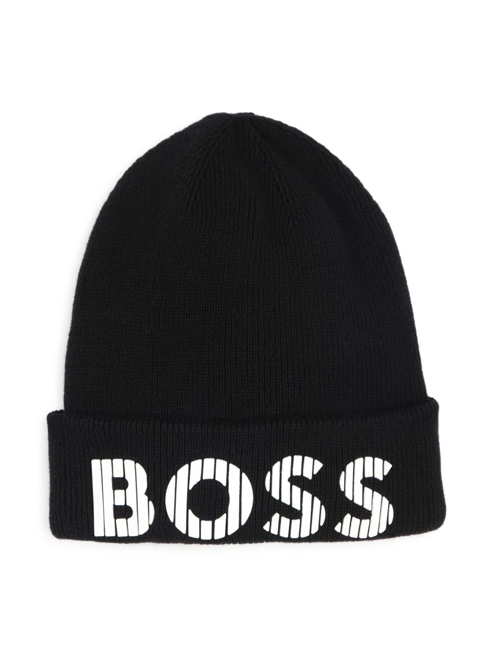 BOSS Kidswear logo印花棉套头帽 - 黑色