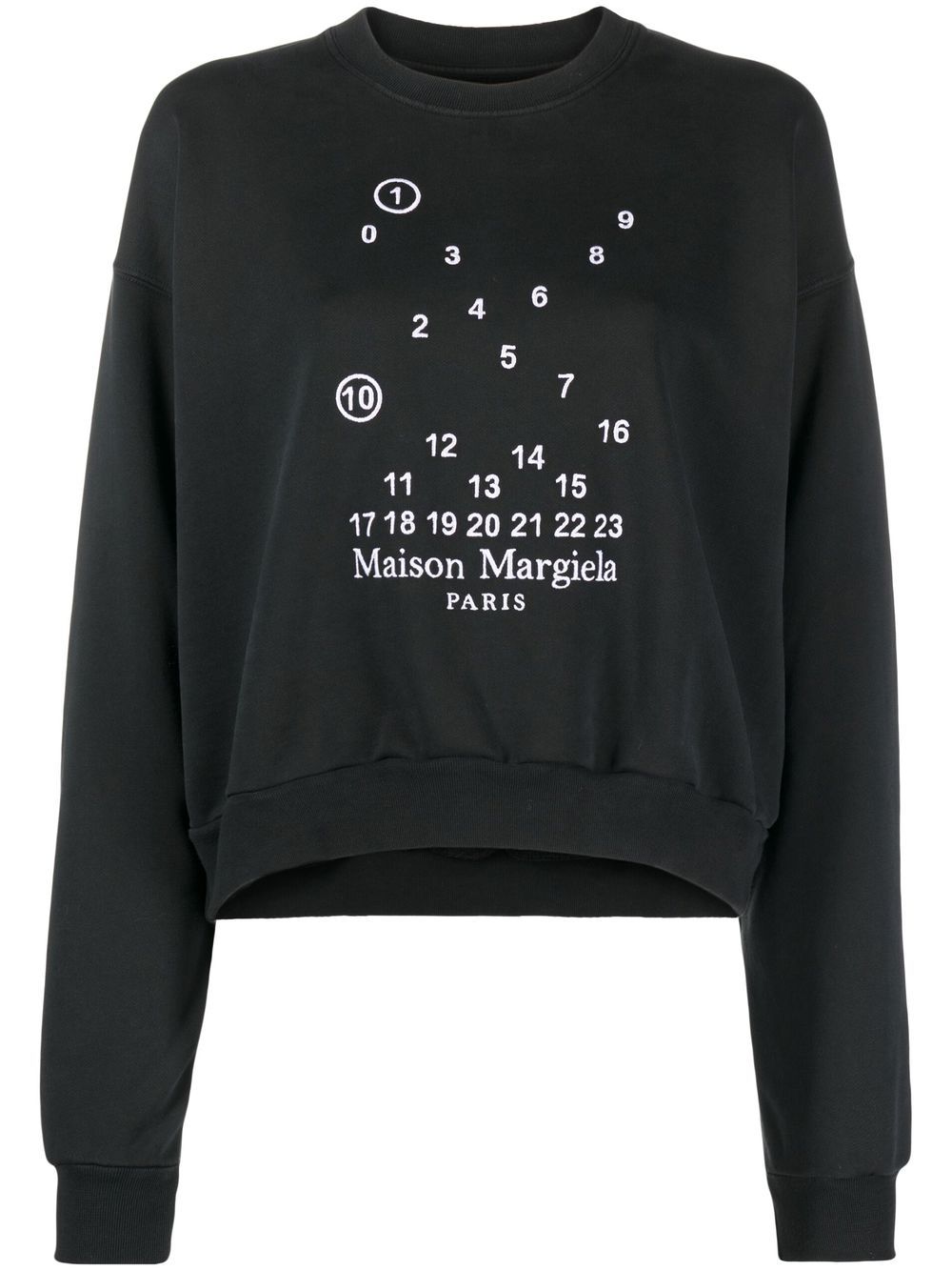 Maison Margiela 数字图案棉卫衣 - 黑色