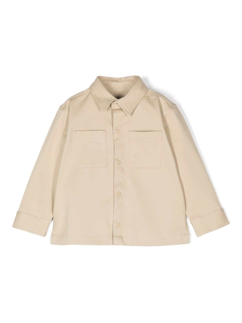 Calvin Klein Kids logo刺绣衬衫 - 中性色