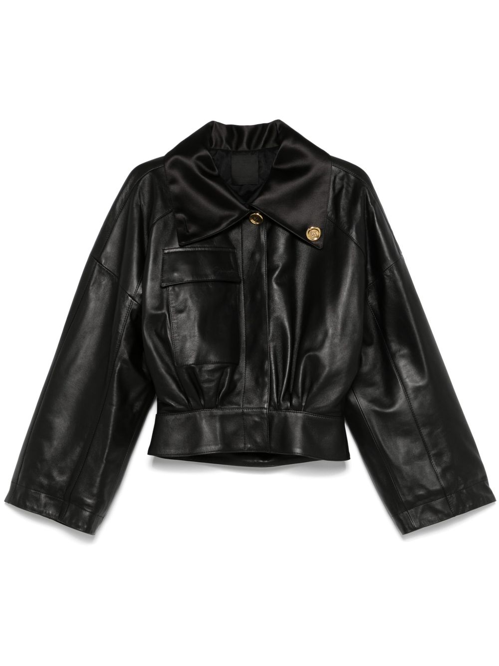Givenchy 可调节衣领皮夹克 - 黑色