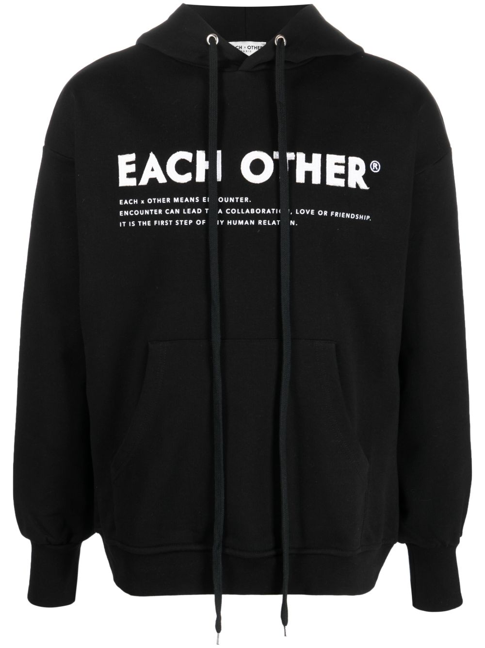 Each X Other Signature logo印花连帽衫 - 黑色