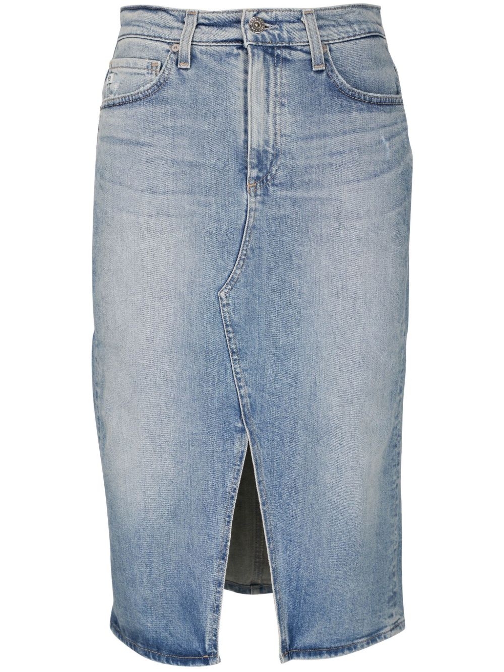 AG Jeans 棉标贴半身裙 - 蓝色