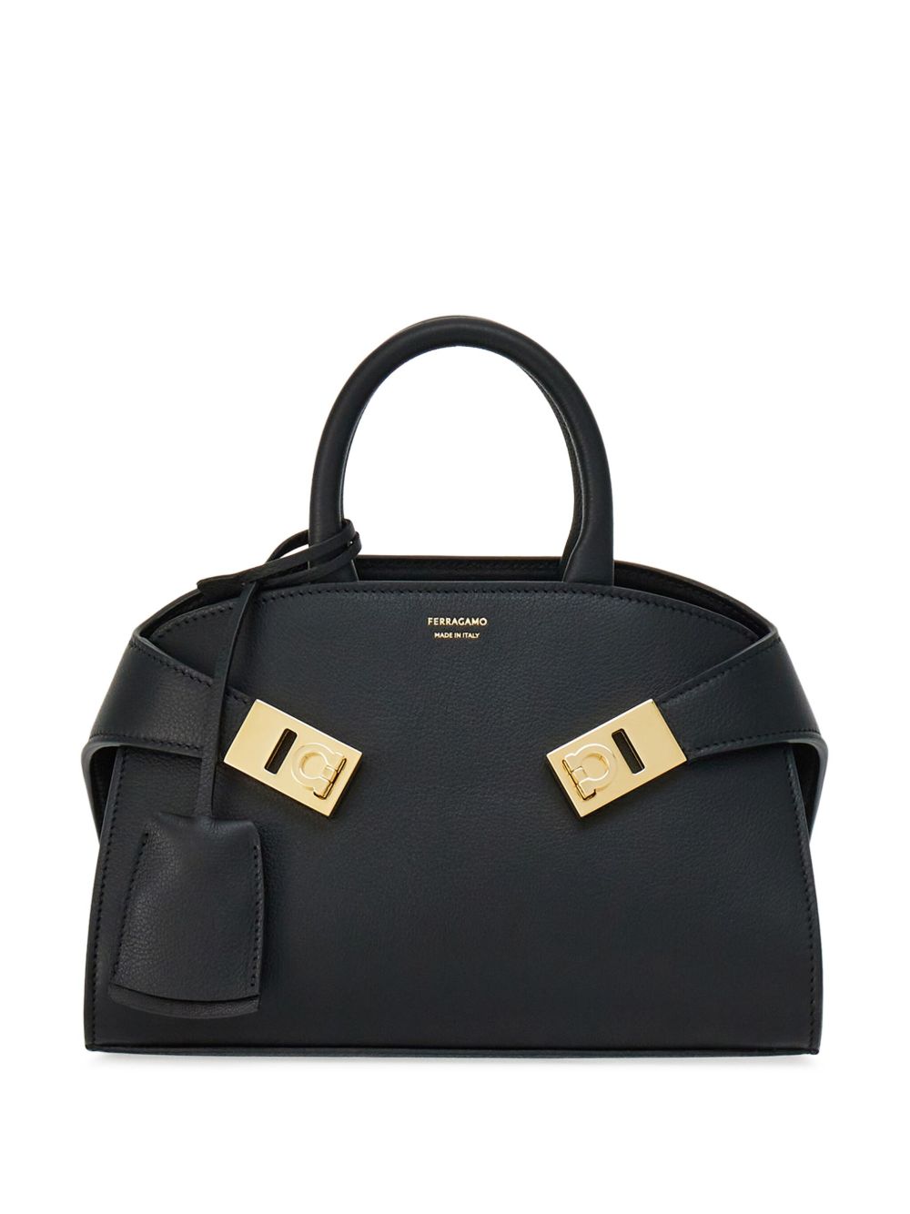 Ferragamo Hug 皮质迷你手提包 - 黑色