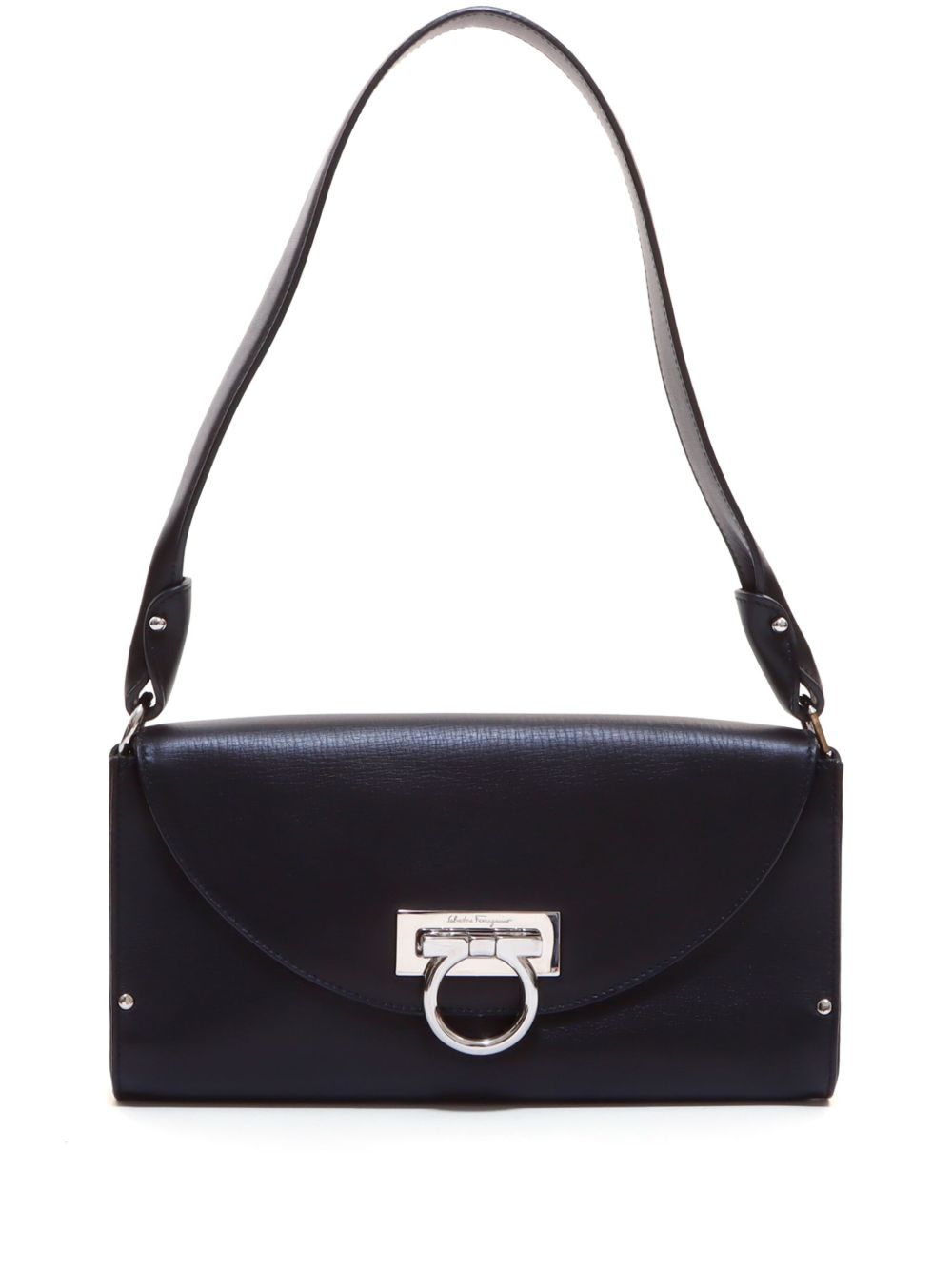 Ferragamo Pre-Owned Gancini 皮质单肩包 - 黑色