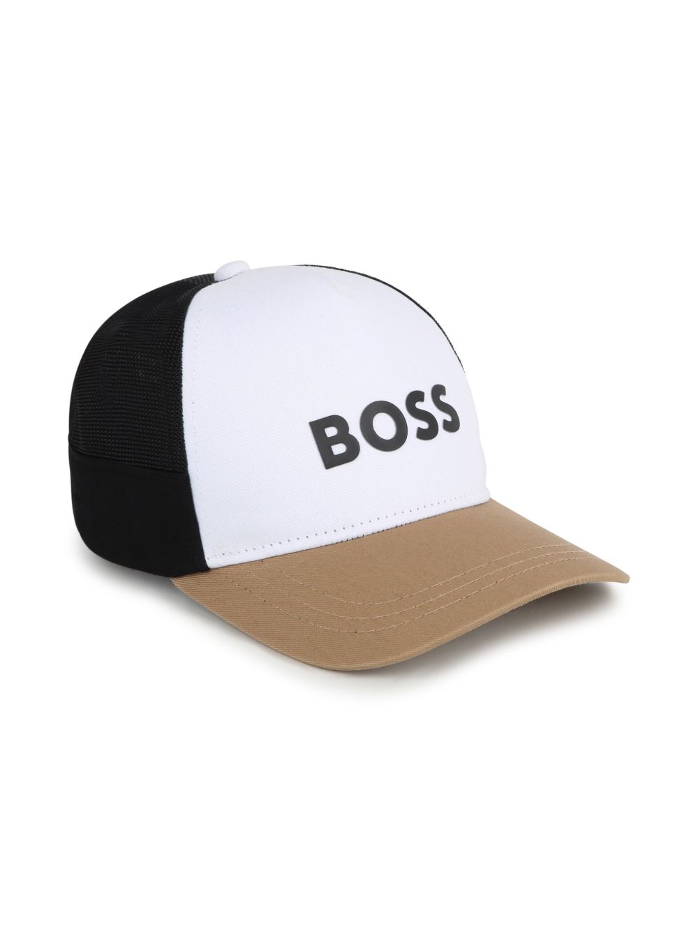 BOSS Kidswear logo印花拼接棉棒球帽 - 白色