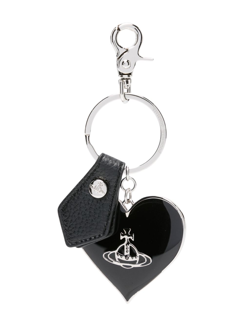 Vivienne Westwood Mirror Heart Orb 珐琅钥匙扣 - 黑色