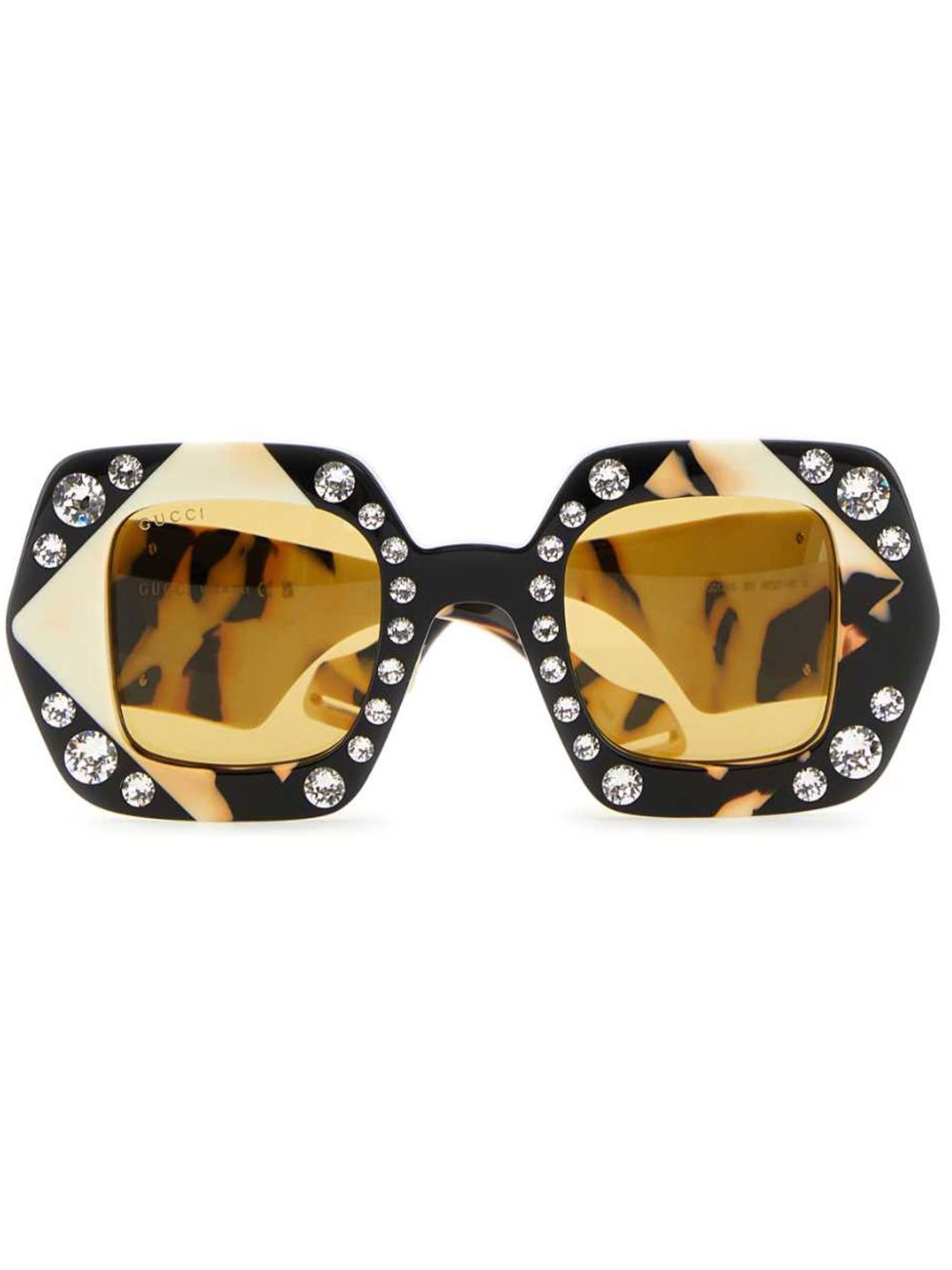 Gucci Eyewear 晶饰长方框太阳眼镜 - 黑色