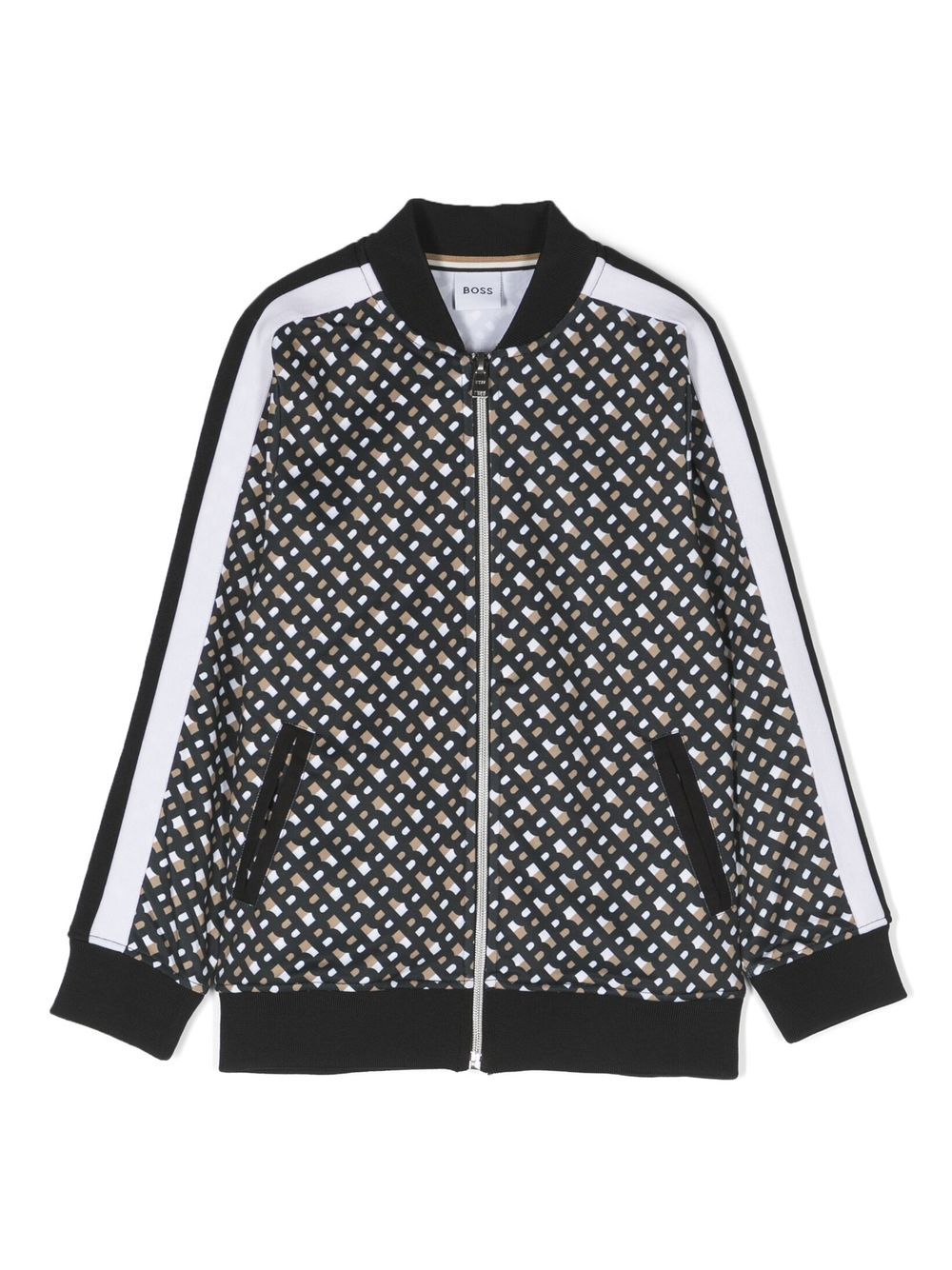 BOSS Kidswear 经典logo印花飞行员夹克 - 黑色
