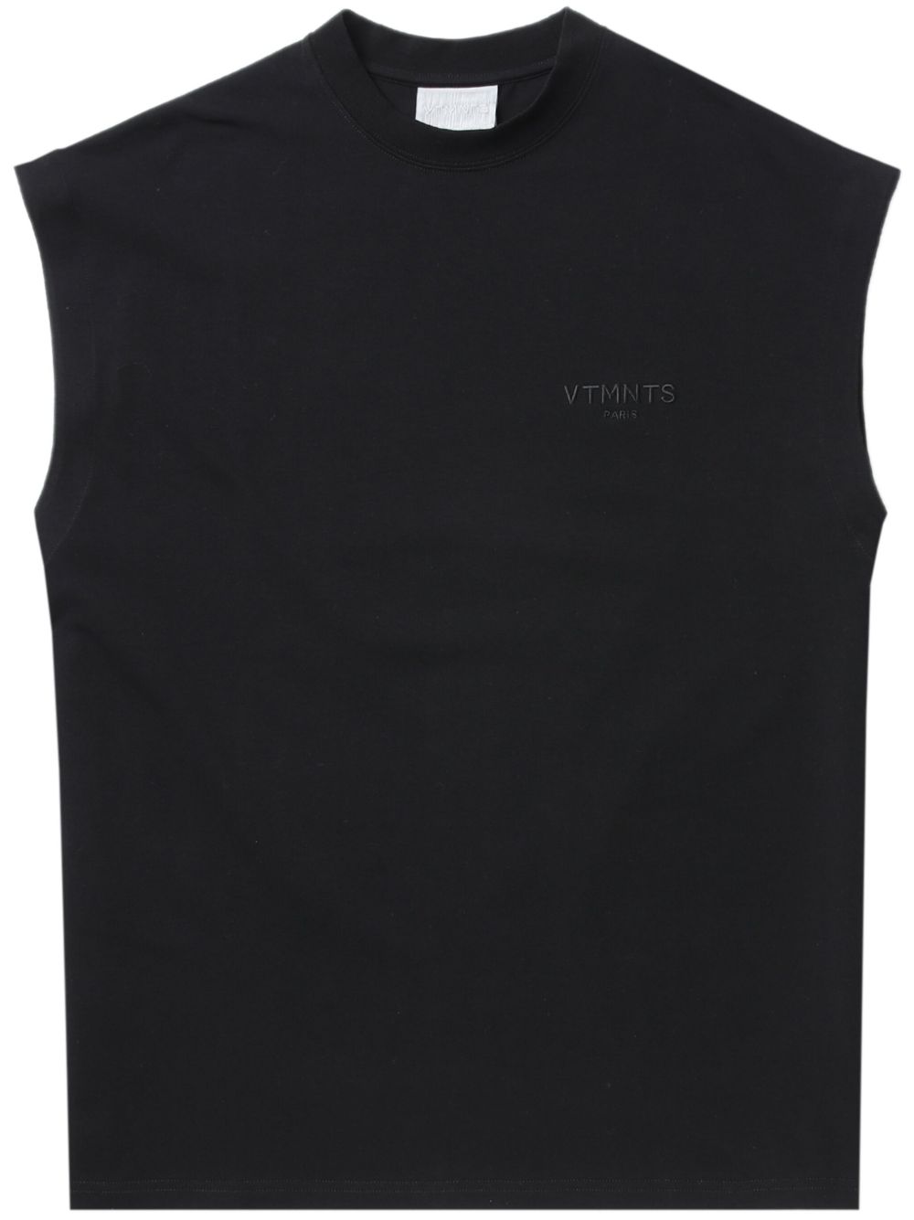 VTMNTS logo刺绣棉坦克背心 - 黑色