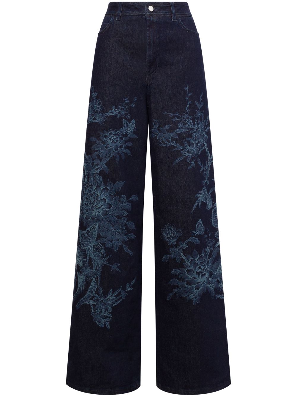 Alberta Ferretti 花卉印花牛仔裤 - 蓝色